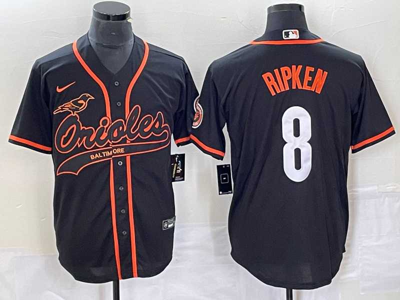 Men%27s Baltimore Orioles #8 Cal Ripken Jr Black Cool Base Stitched Baseball Jersey